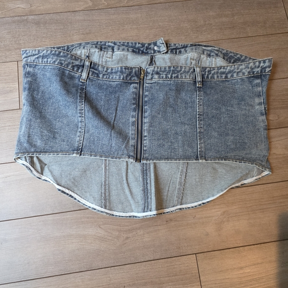 PrettyLittleThing Blue Denim Corset Top Plus Size - Picture 3 of 3